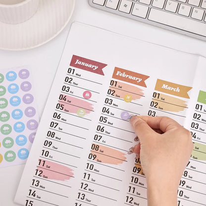 1 pc 2025 Colorful Large Size Paper Wall Calendar With Stickers And Tapes 365 Days Calendar Of The Year Planner Memo Schedules ALPENZO