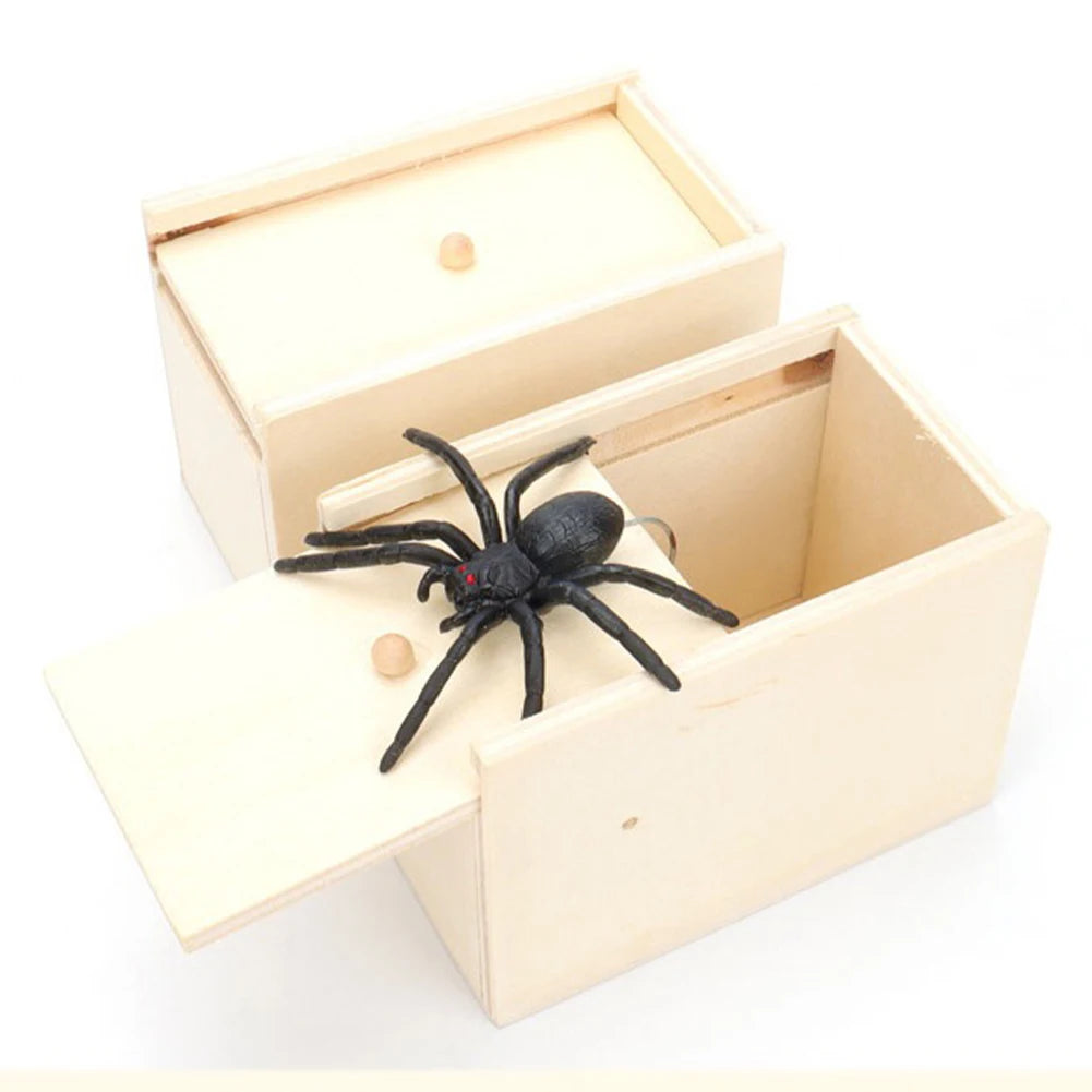 Trick Spider Funny Scare Box Wooden Hidden Box Quality Prank Wooden Scare Box Fun Game Prank Trick Friend Office Toys ALPENZO
