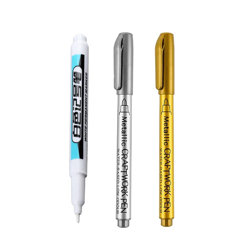1/4Pcs White Permanent Paint Pen set for Wood Rock Plastic Leather Glass Stone Metal Canvas Ceramic Deep Hole Marker 0.7mm ALPENZO
