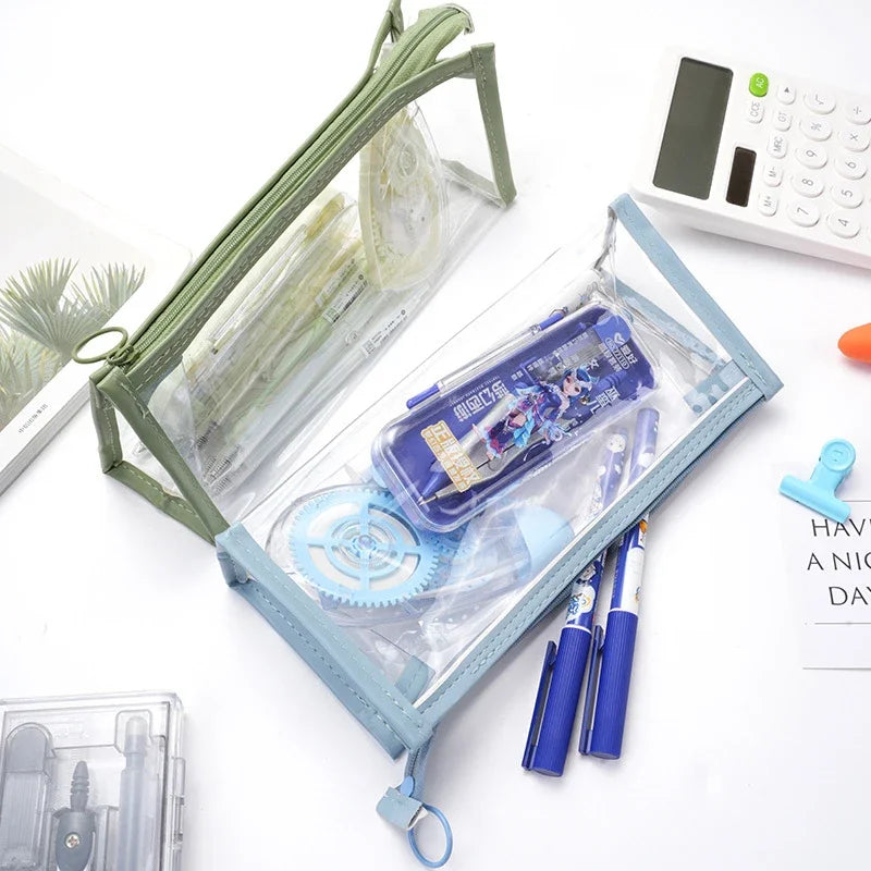 Transparent Pencil Case Kawaii Pen Large Capacity Bag Cosmetic Bag Back to School Supplies for Girls Kids Stationery Items Gifts ALPENZO