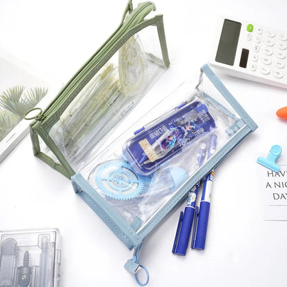 Transparent Pencil Case Kawaii Pen Large Capacity Bag Cosmetic Bag Back to School Supplies for Girls Kids Stationery Items Gifts ALPENZO