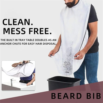 Shaving Apron for Men, Beard Catcher Cape, Hair Trimming Bib for Shaver & Barber, Easy Clean Face & Beard Hair Catcher