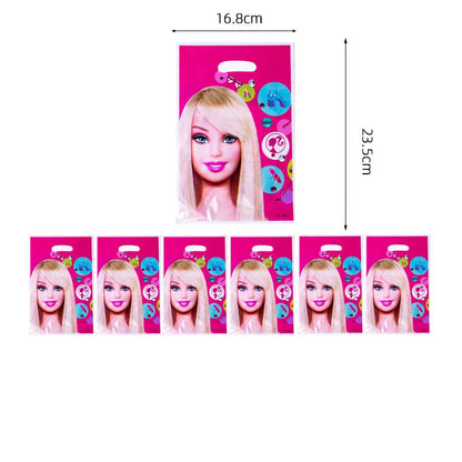 Barbie Birthday Party Supplies Pink Girl Disposable Tableware Banner Cupcake Topper Background Princess Balloons Gift Bag ALPENZO