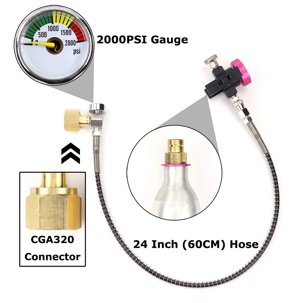 Soda Quick Connect Pink Co2 Cylinder Refill Adaptor Filling Station Fit Soda @ stream Terra DUO Art Cylinder