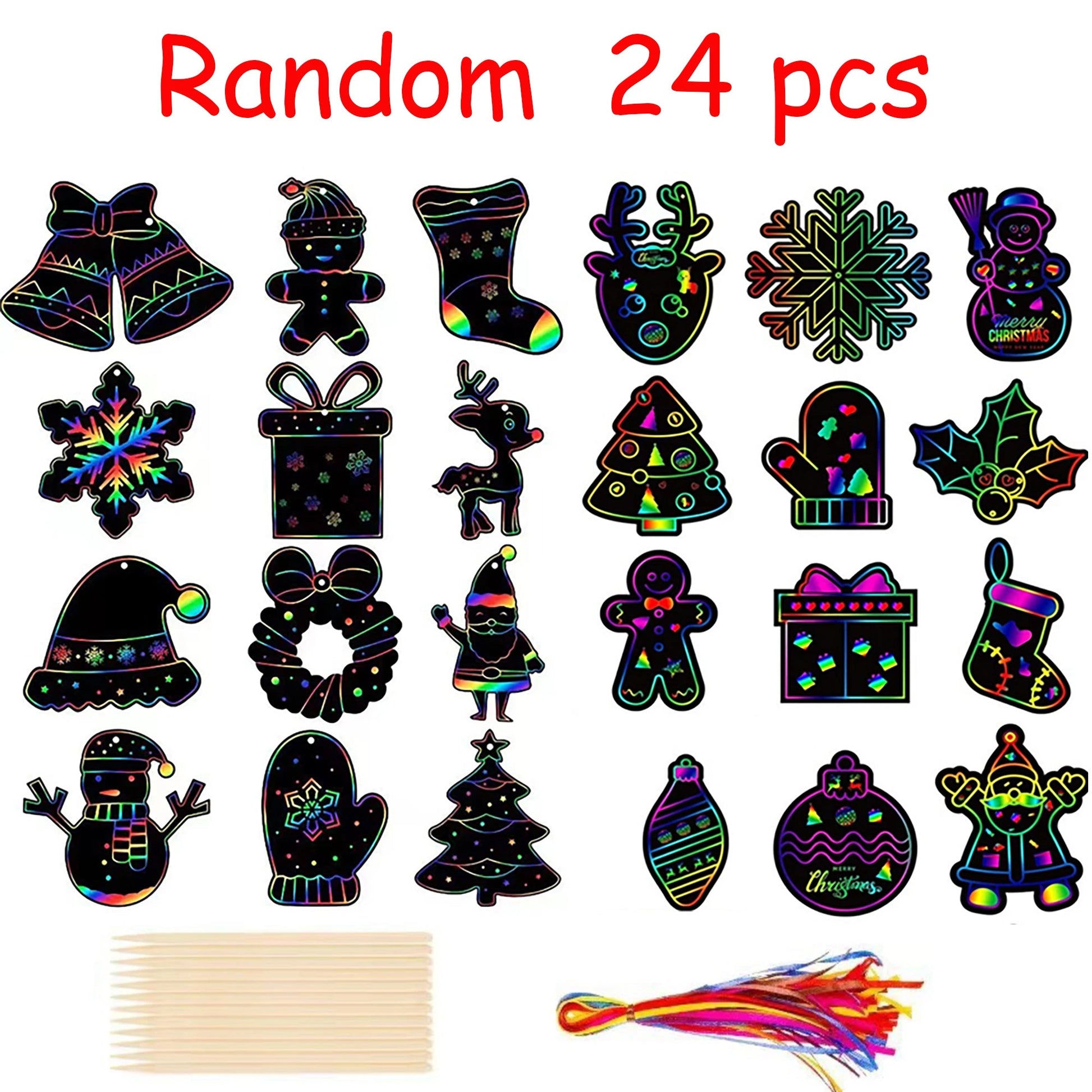 24Pcs Animal DIY Toys Scratching Painting Paper Alien Scratching Painting Colorful Scratching Paper For Kids ALPENZO