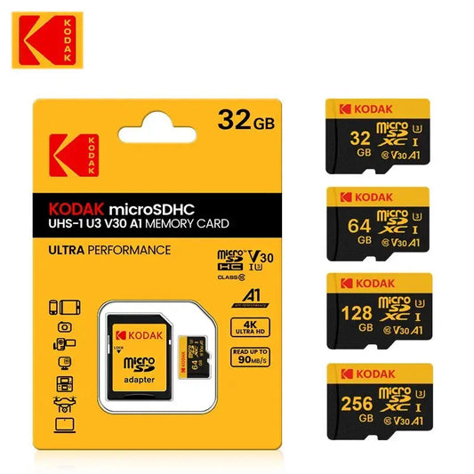 Kodak Micro SD Card Memory Card Class 10 32GB 64GB 128GB 256GB U3 4K High Speed Cartao De Memoria Flash Memory TF Mecard C10 - ALPENZO