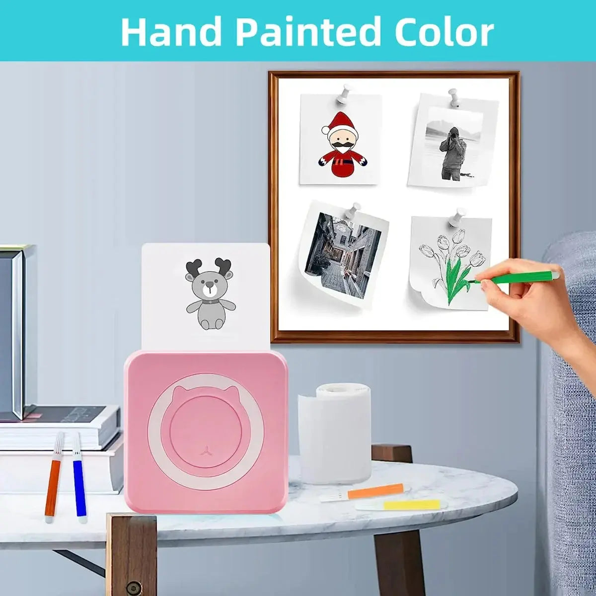 Portable Mini Thermal Printer Wirelessly BT 203dpi Photo Label Memo Wrong Question Printing With USB Cable Imprimante Portable - ALPENZO