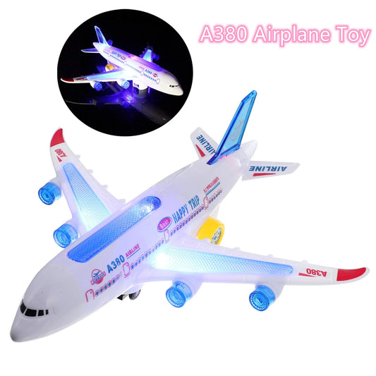 Electronic Aeroplane Toy with Music Autopilot Flash Sound Aircraft Automatic Rotation Plane Educational Toy Gift For Children ALPENZO