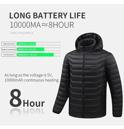 21 Areas Heating Jacket Men's Winter Usb Electric Heating Coat Functional Self-Heating Clothes Outdoor Snow Thick Padded Jacket ALPENZO