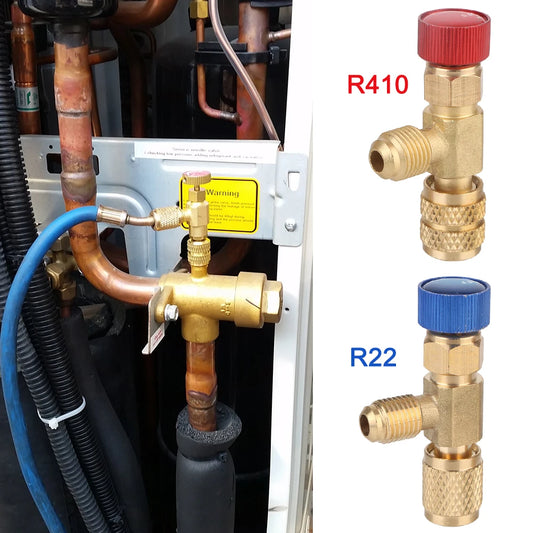1/4 " Air Conditioning Refrigerant Valve R22 R410 AC Valve 1pc Air Conditioning Repair and Fluoride Filler Joint Safety Adapter - ALPENZO