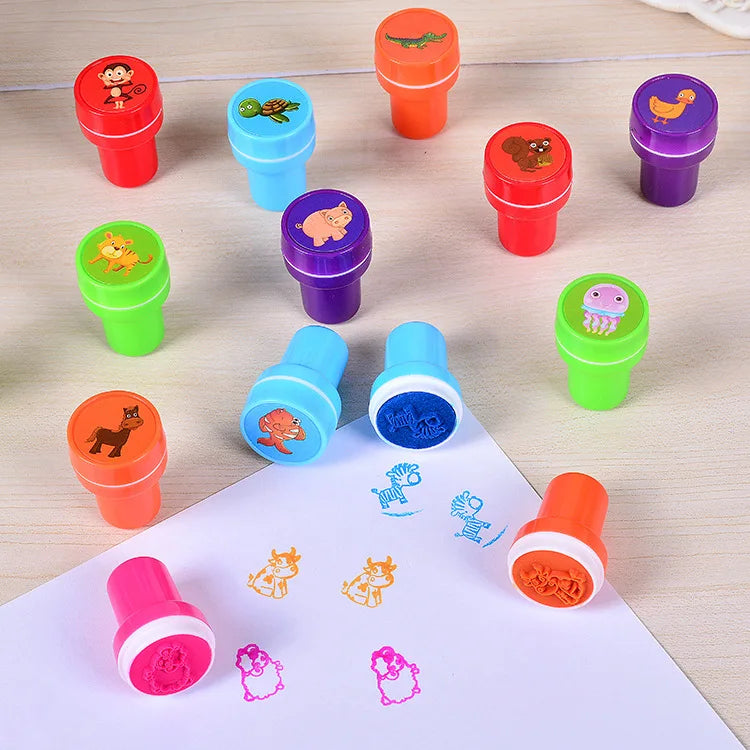10pcs Assorted Stamps for Kids Self-ink Stamps Children Toy Stamps Smiley Face Seal Scrapbooking DIY Painting Photo Album Decor ALPENZO