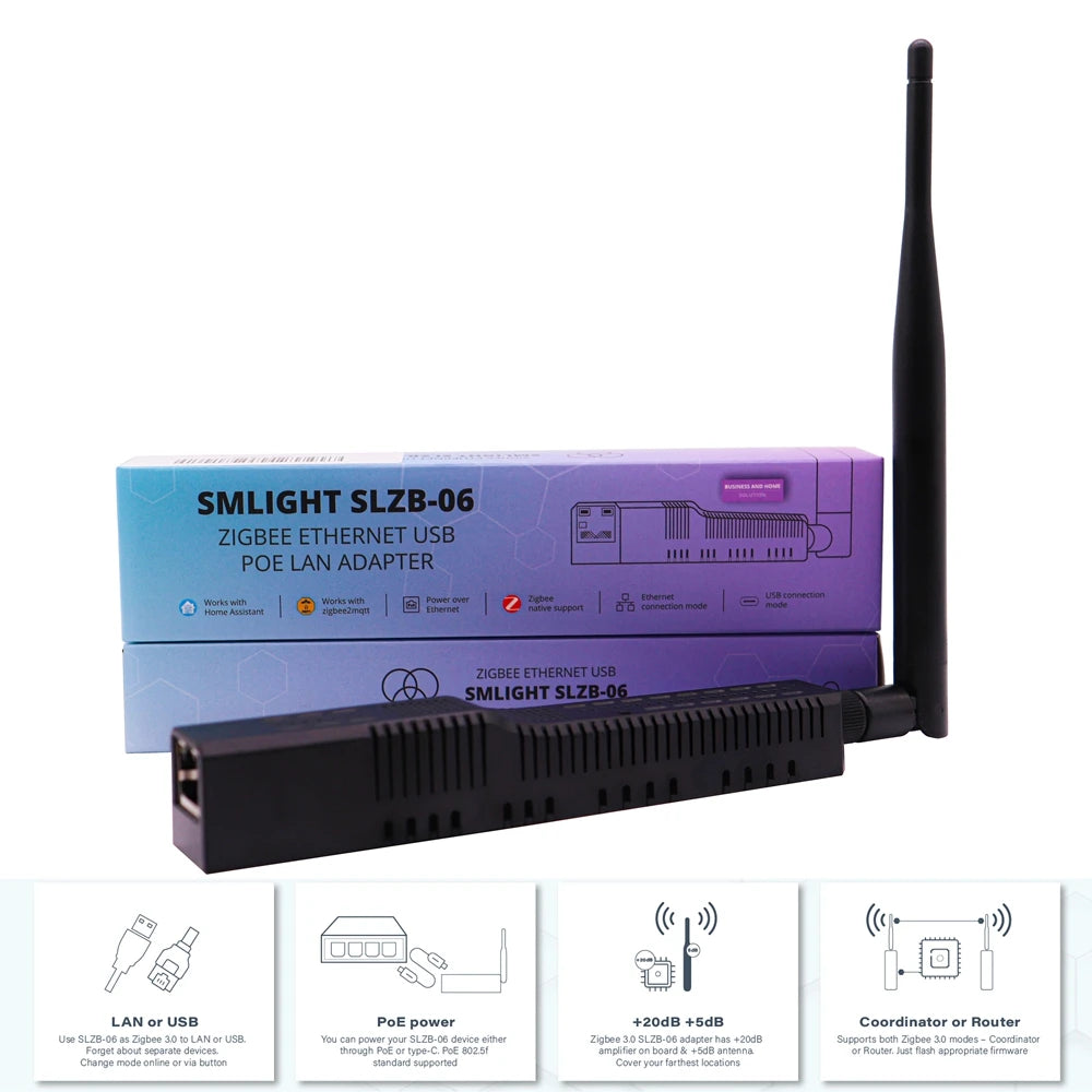 SMLIGHT SLZB-06 – A Zigbee 3.0 to Ethernet, USB, and WiFi adapter with PoE support, works with Zigbee2MQTT, ZHA,Home Assistant - ALPENZO