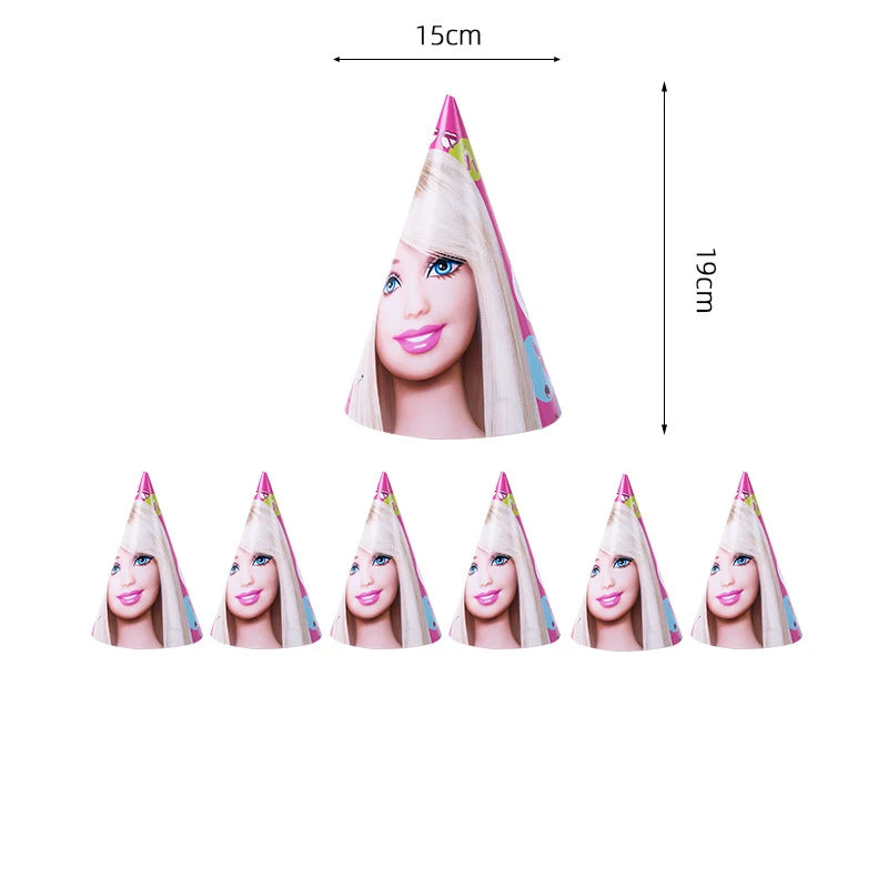 Barbie Birthday Party Supplies Pink Girl Disposable Tableware Banner Cupcake Topper Background Princess Balloons Gift Bag ALPENZO