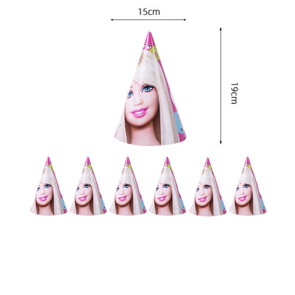 Barbie Birthday Party Supplies Pink Girl Disposable Tableware Banner Cupcake Topper Background Princess Balloons Gift Bag ALPENZO