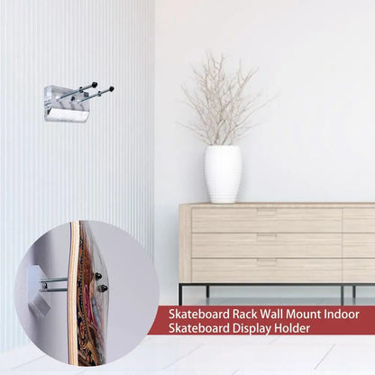 Skateboard Wall Mount Longboard Deck Hanger Display Stand Transparent Acrylic Indoor Floating Skateboard Storage Holder Rack