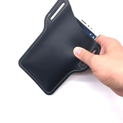 Outdoor storage Retro Horse Leather Phone Waist Bag Wearing Belt Men's Hanging Waist Bag Camping Sports Work Phone Bag