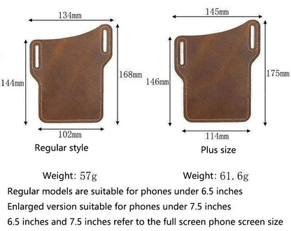 Outdoor storage Retro Horse Leather Phone Waist Bag Wearing Belt Men's Hanging Waist Bag Camping Sports Work Phone Bag
