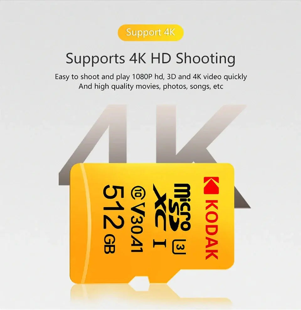 KODAK Micro SD Card Driving Recorder 64GB Memory Card For Mobile Phone PC Earphone Speaker HD Camera - ALPENZO