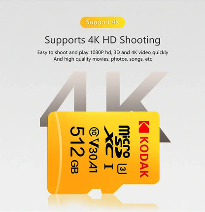 KODAK Micro SD Card Driving Recorder 64GB Memory Card For Mobile Phone PC Earphone Speaker HD Camera - ALPENZO
