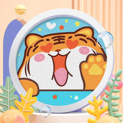Round frame unicorn diamond painting kitten children's handmade dinosaur creative diamond stickers tiger diy point diamond paint ALPENZO