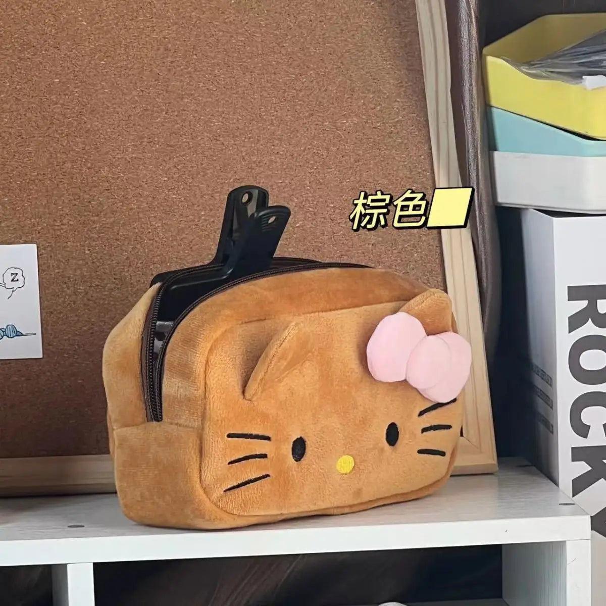 Japanese Cat Pen Bag Cute Printed Cartoon Plush Student Pen Bag Simple And Fashionable Multi Functional Large Capacity Storage ALPENZO