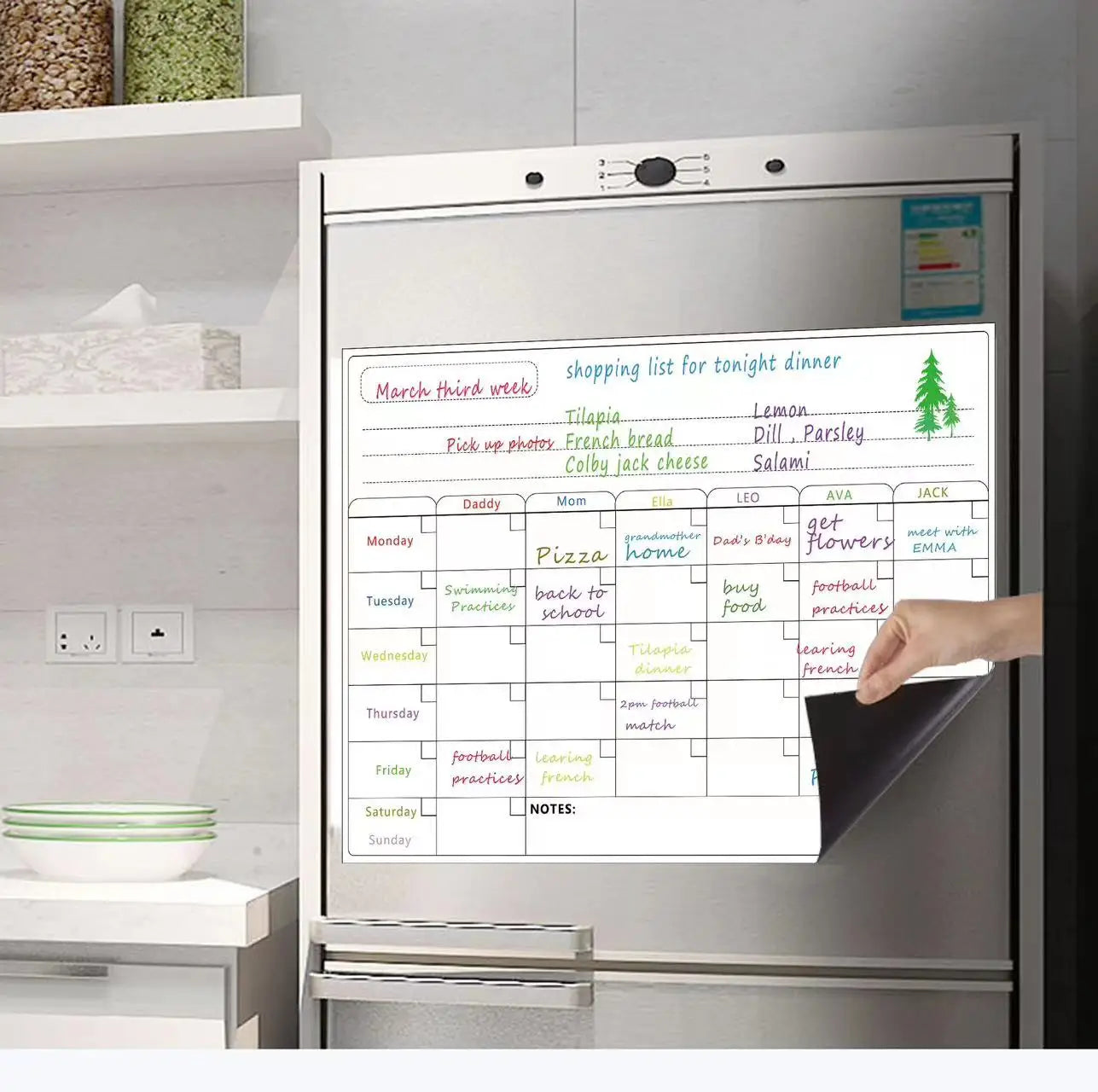 1 Set Magnetic Refrigerator Dry Erase Calendar 12" X 16" Monthly Planner Whiteboard Message Organizer For Kitchen Fridge With Fr ALPENZO