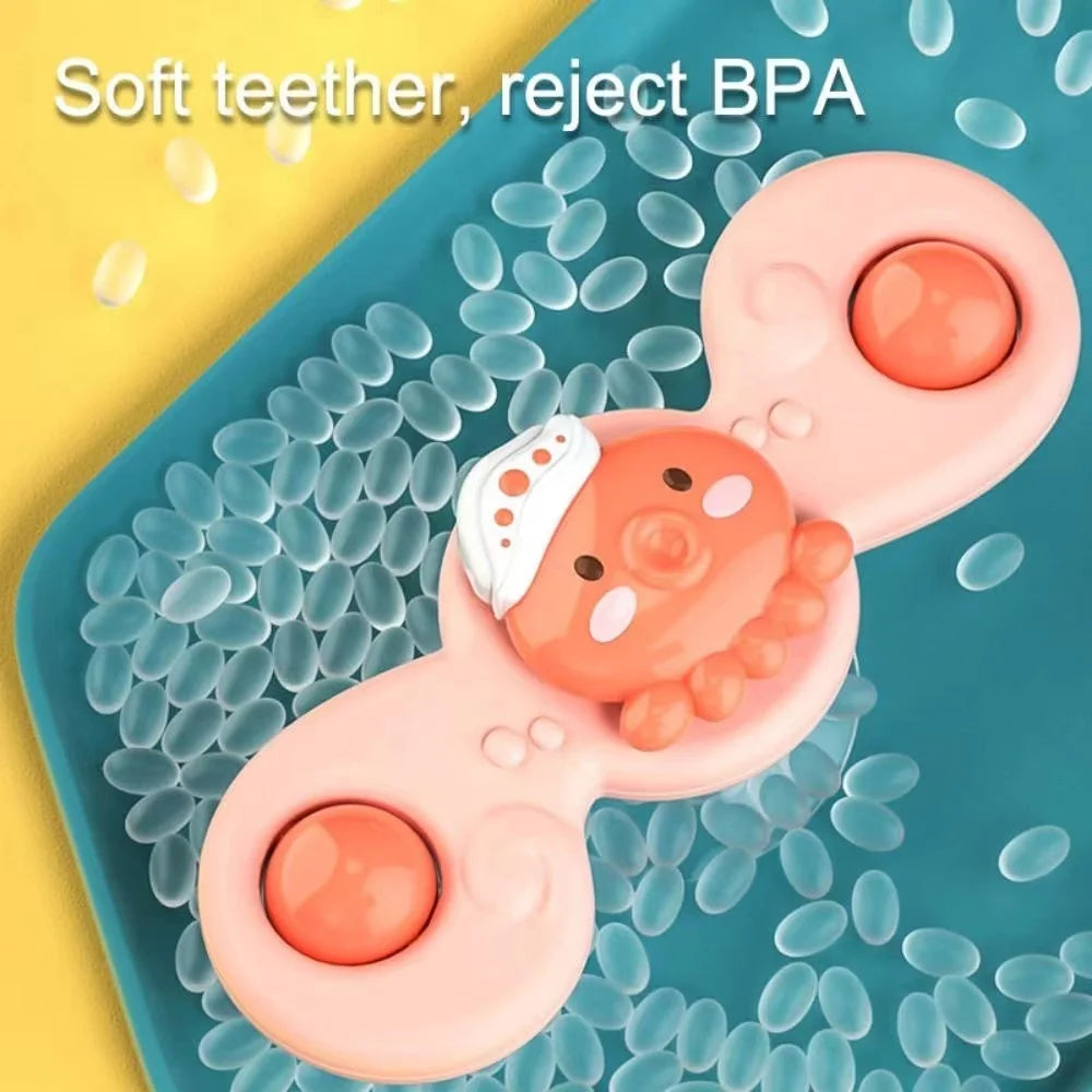 3Pcs/Set Baby Bath Toys Funny Bathing Sucker Spinner Suction Cup Cartoon Rattles Fidget Educational Toys For Children Boys ALPENZO