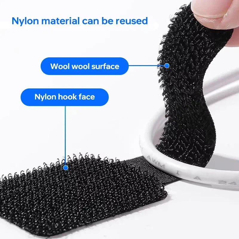 Reusable Cable Ties Fastening Wire Organizer Cord Rope Holder Self Adhesive Adjustable Cord Organizer Straps Desk Management - ALPENZO