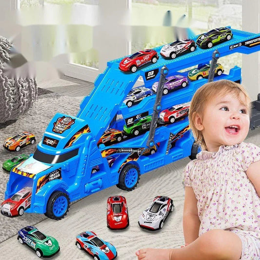 Large Kid Truck Deformation Transporter Car Toys Models Educational Model Folding Track Racing Vehicle Boys Girls Birthday Gift ALPENZO