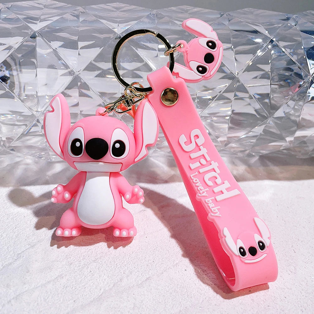Lilo & Stitch Toys Keychian Anime Stitch Pendant Keychain Sweet Pink Angel Keychians Women Car Keyring Girl Birthday Gift ALPENZO