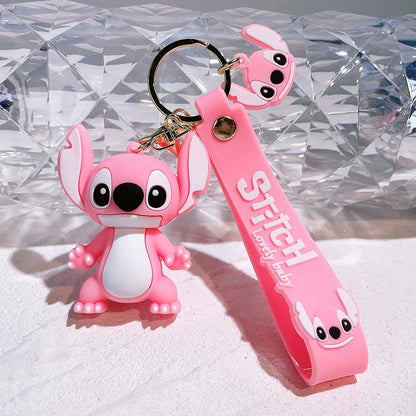 Lilo & Stitch Toys Keychian Anime Stitch Pendant Keychain Sweet Pink Angel Keychians Women Car Keyring Girl Birthday Gift ALPENZO