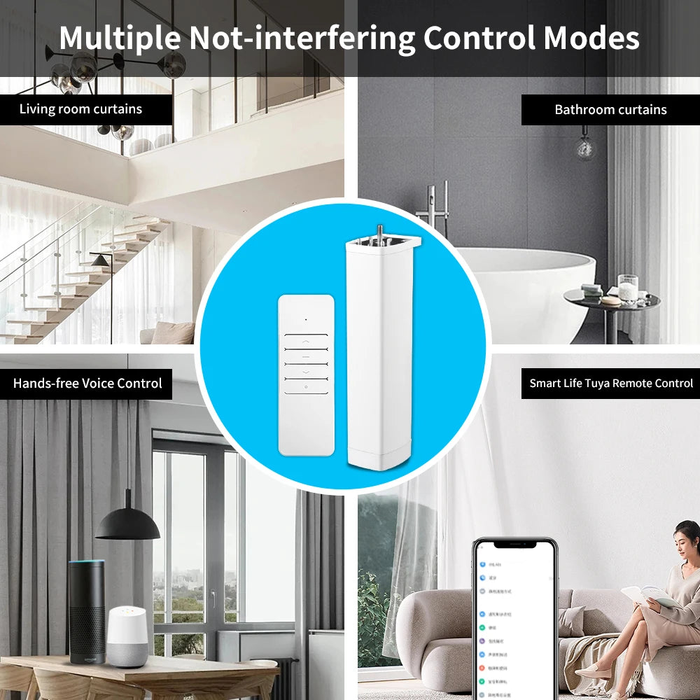 Smart Tuya Wifi/Zigbee Electric Curtain Shutter Motor with RF Remote 22.5CM Size APP Control Alexa Google Assistant SmartThings - ALPENZO