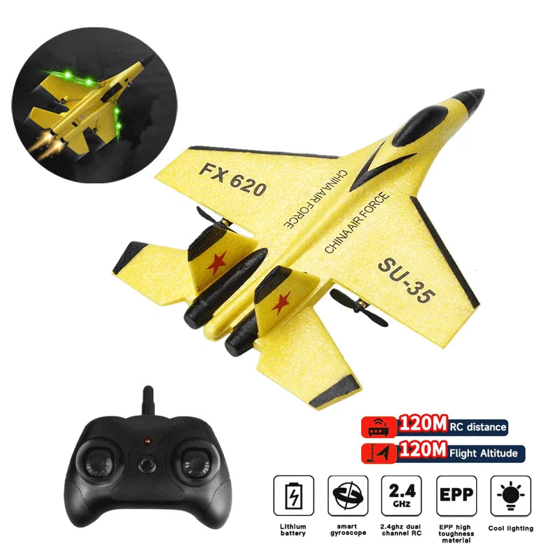 RC Foam Aircraft SU-35 Plane 2.4G Radio Control Glider Remote Control Fighter Plane Glider Airplane Foam Boys Toys for Children ALPENZO