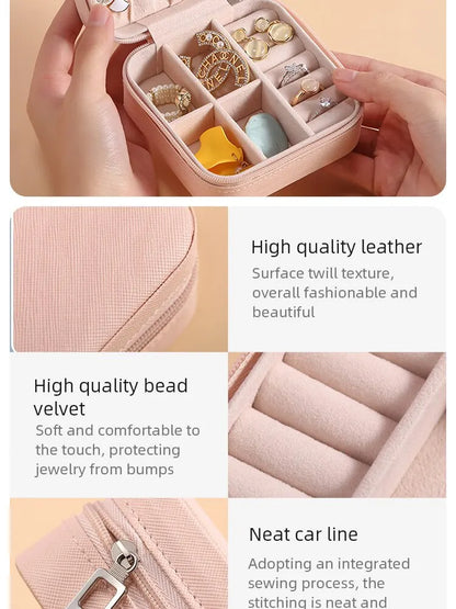 Mini Jewelry Storage Box Portable Home Travel Earrings Necklace Storage Case for Women Ring Organizer PU Leather Display Case