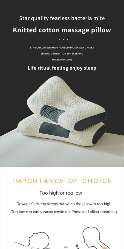New Neck Pillow Help Sleep Protect The Neck Cervical Orthopedic Soybean Fiber Massage Household SPA Pillow For Sleeping Almohada - ALPENZO