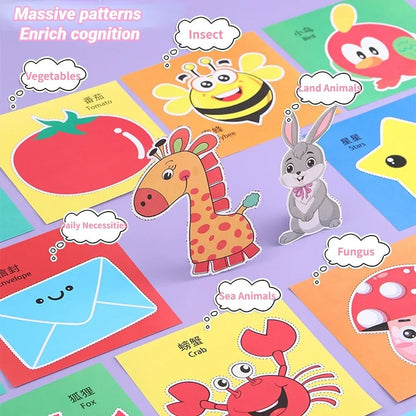 48Pcs Handmade Paper Cut Book Kids Craft Toys DIY Cartoon Scrapbooking Paper Art Toys Kids Learning Toys for Children Gifts ALPENZO