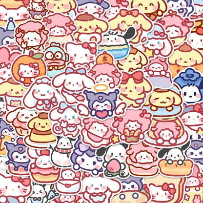 100pcs Cute Cartoon Sanrio Stickers My Melody Kuromi Handbag Decoration Stickers Cinnamoroll Children's Gift Sticker Bag ALPENZO
