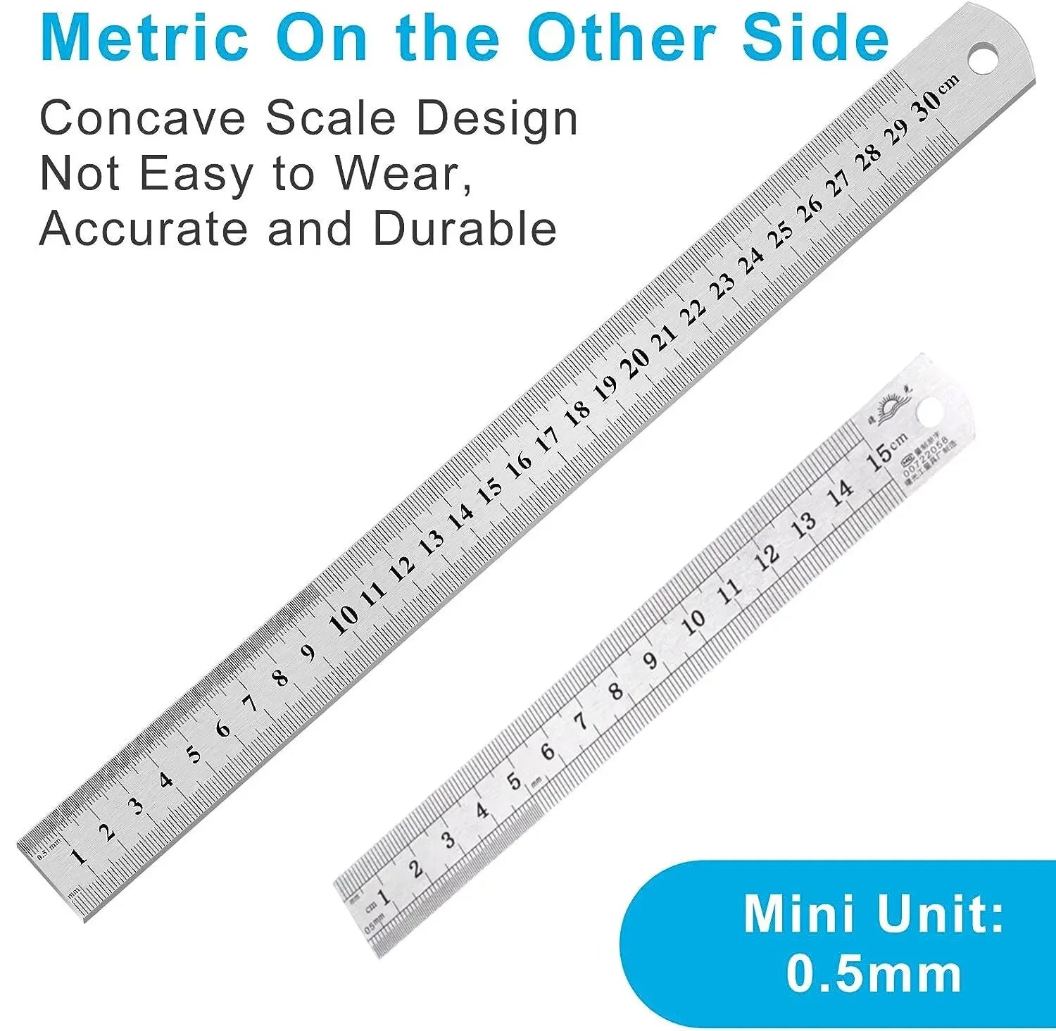 Stainless Steel Double Side Straight Ruler Centimeter Inches Scale Metric Ruler Precision Measuring Tool School Office Supplies ALPENZO