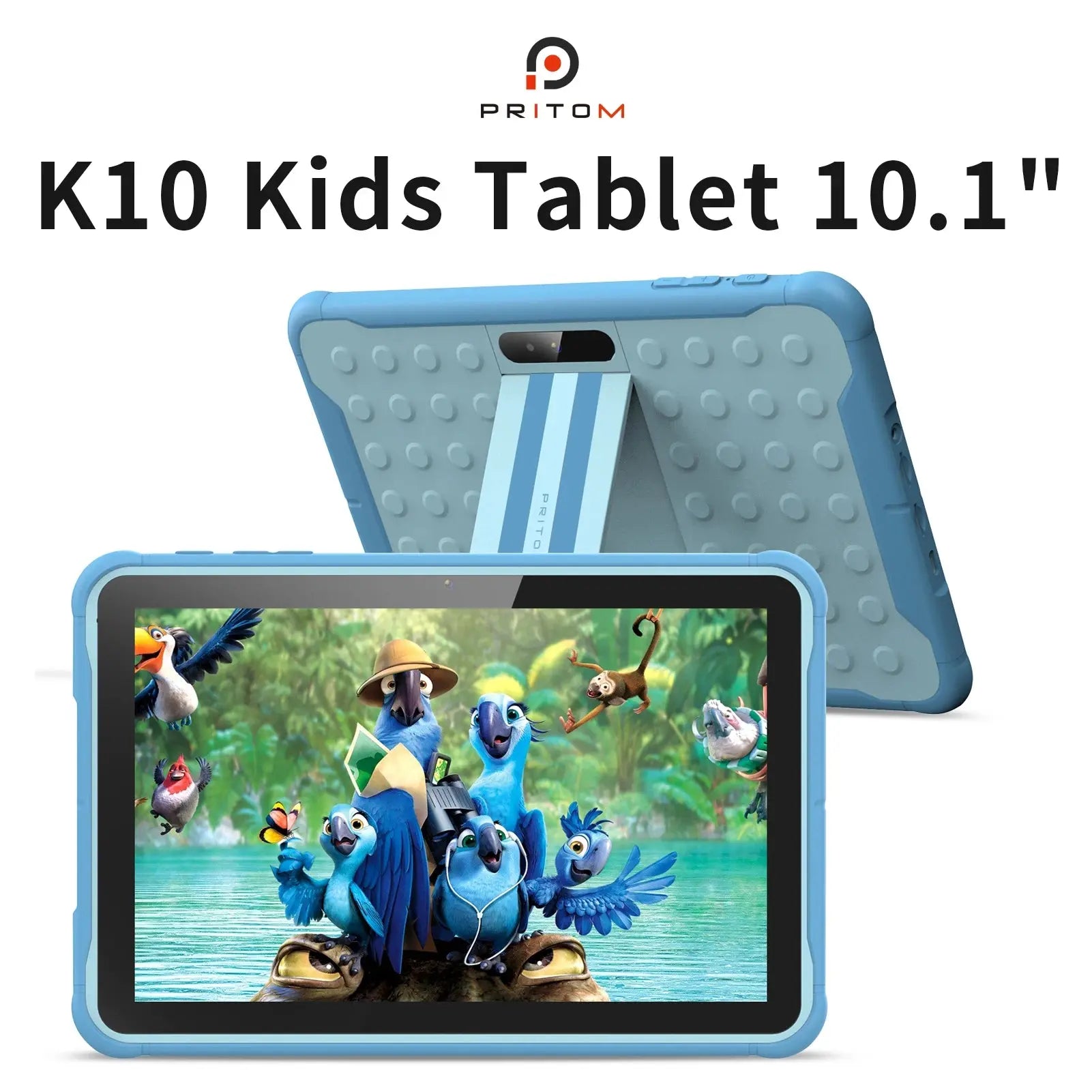 Pritom 10 Inch Kids Tablet Android 13 Go WIFI Quad Core Processor 2GB RAM 64GB ROM YouTube with Case - ALPENZO