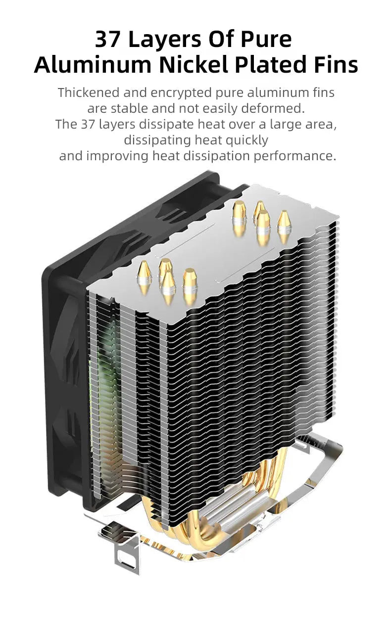 TEUCER CPU Cooler 4 Heat Pipes PC Radiator Cooling 3PIN PWM Silent Rgb Fan For Intel 1700 1150 1155 1156 1366 AM2/AM3/AM4 AMD - ALPENZO
