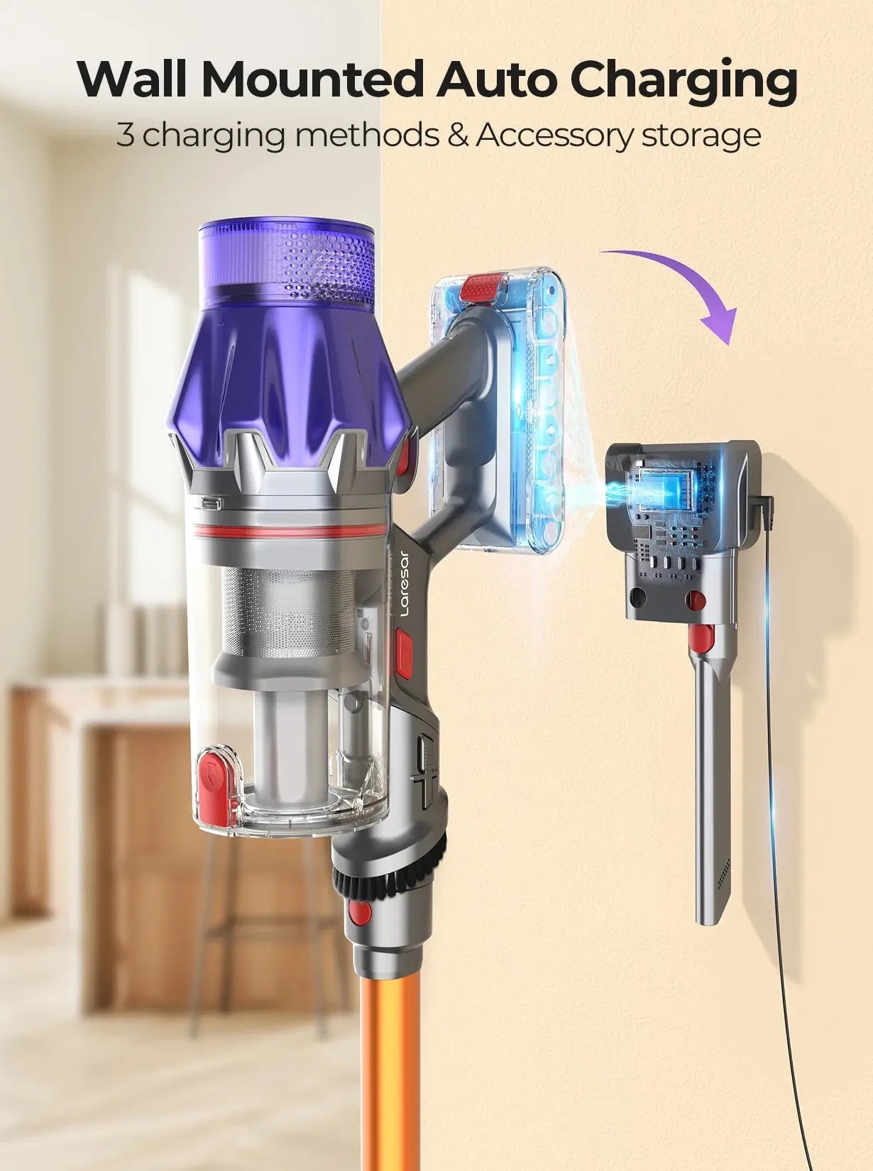 Laresar V7 500W 50KPA Suction Power Cordless Vacuum Cleaner  Handheld smart Home appliance Removable Battery Dust Cup - ALPENZO