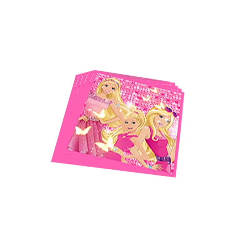 Barbie Birthday Party Supplies Pink Girl Disposable Tableware Banner Cupcake Topper Background Princess Balloons Gift Bag ALPENZO