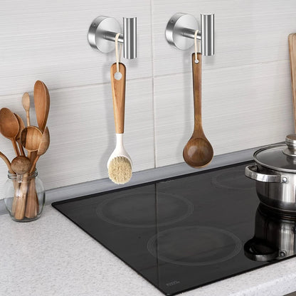 Stainless Steel Robe Hook Adhesive Wall Hook Towel Hook for Bathroom Kitchen Garage Heavy Duty Wall Mounted Kitchen Hardware - ALPENZO