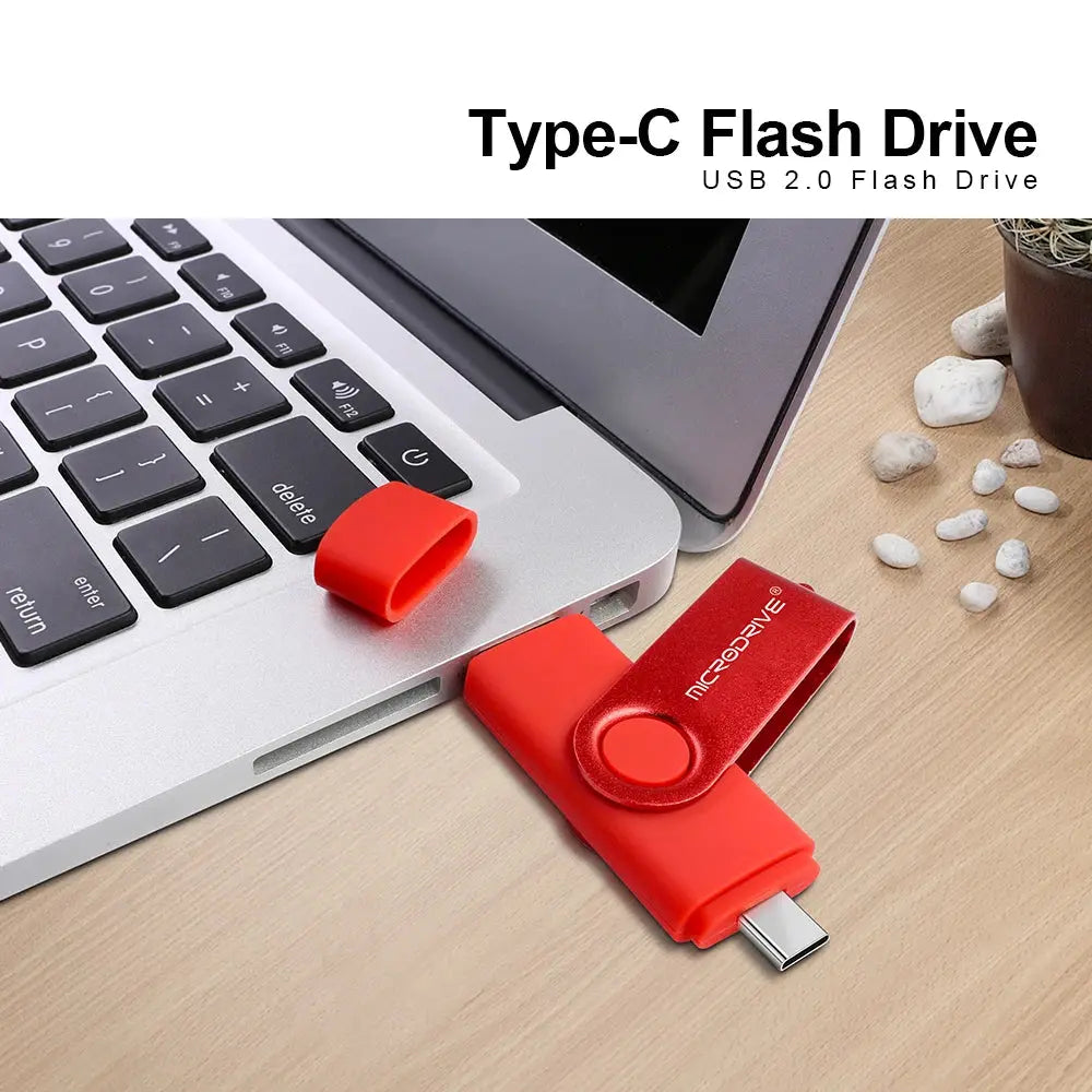Metal USB Flash Drive 128GB 64GB 32GB High Speed 16GB 8GB Pen Drive Smart Phone  OTG  2 IN 1 Memoria Usb Stick Type C Usb 2.0 - ALPENZO