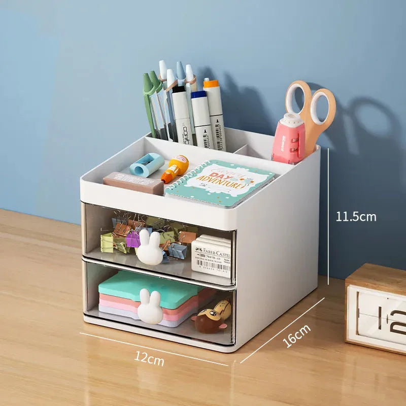 Small Desk Organizer With Drawer, Office Desktop Storage Box, Makeup Organizer, Business Card/Pen/Pencil/Mobile Phone/Stationery ALPENZO
