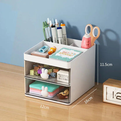 Small Desk Organizer With Drawer, Office Desktop Storage Box, Makeup Organizer, Business Card/Pen/Pencil/Mobile Phone/Stationery ALPENZO