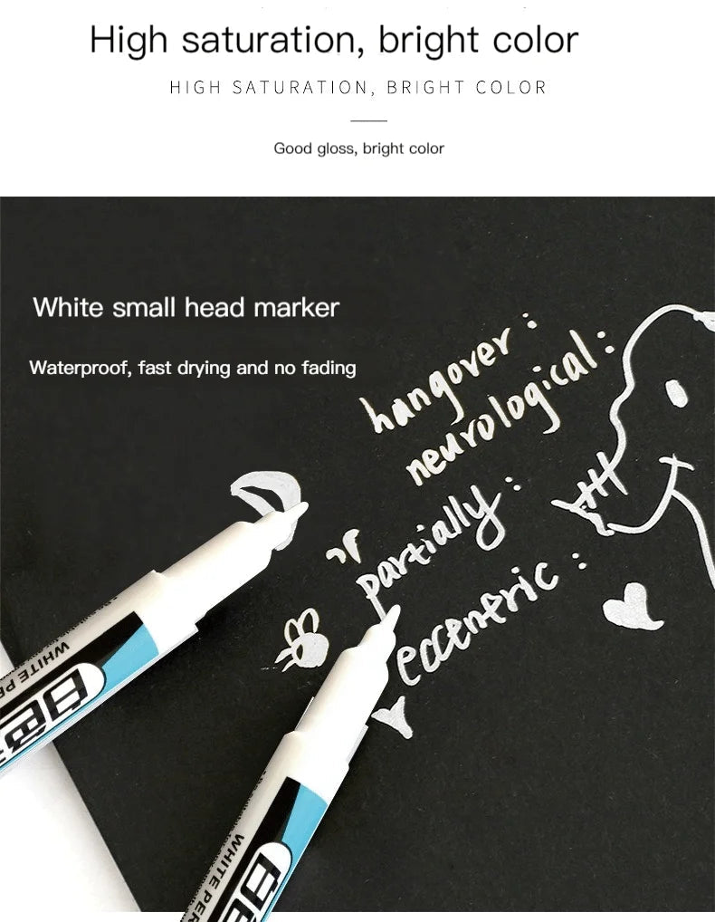 1/4Pcs White Permanent Paint Pen set for Wood Rock Plastic Leather Glass Stone Metal Canvas Ceramic Deep Hole Marker 0.7mm ALPENZO