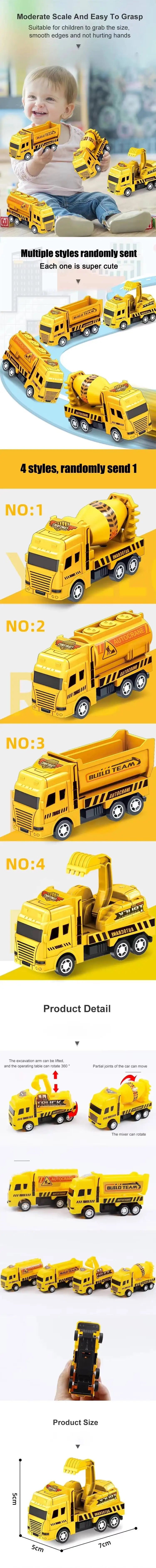 1 Pc Educational Cars Children Kid Pull Back Toy Warrior Engineering Vehicle Model Four Mini Cars ALPENZO