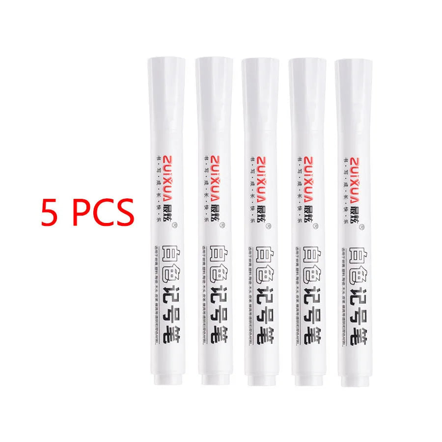 1/3/5/10pcs White Marker Pens set 2.0mm Oily Waterproof  Gel Pen  Graffiti Sketching Marker Stationery Writing  School supplies ALPENZO