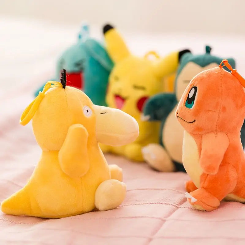 Clearance_Original Pokemon Plush Keychain Cartoon Toys Pikachu Charmander Psyduck Squirtle Snorlax Wobbuffet Doll Kids Kawai Toy ALPENZO